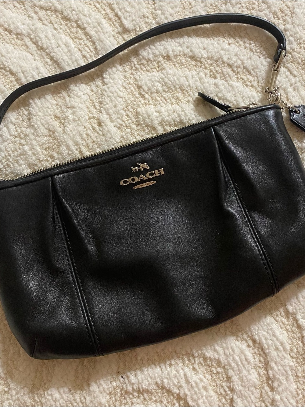 COACH Black Leather Wristlet Shoulder Bag